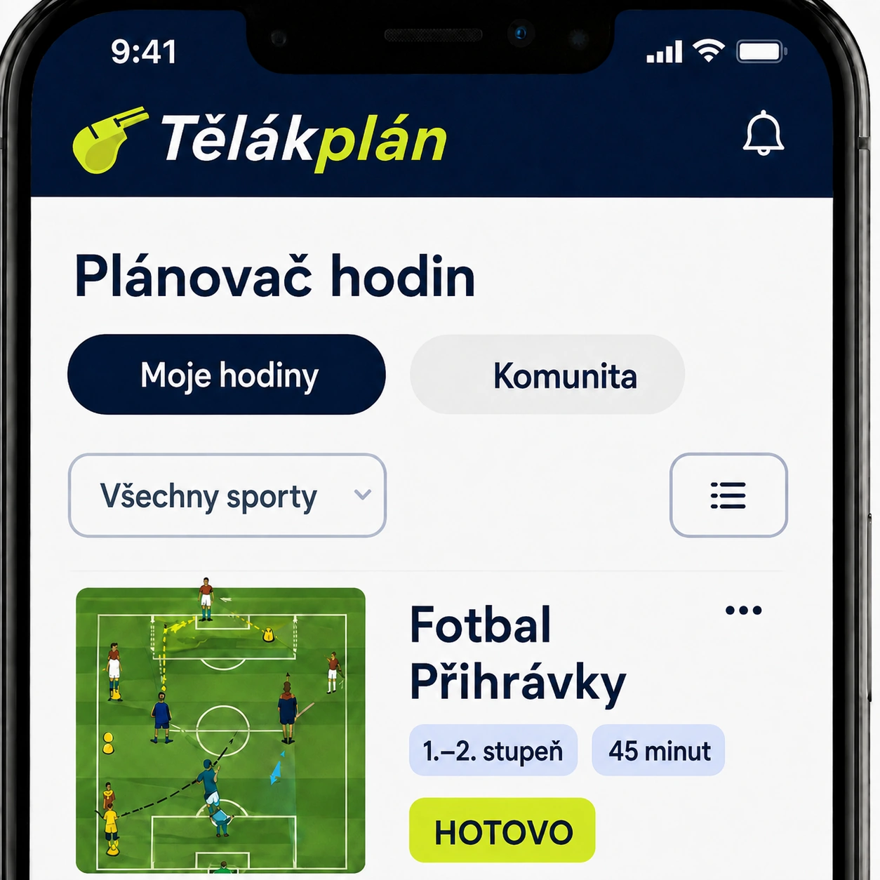 Tělákplán · Plánovač hodin · Moje hodiny
