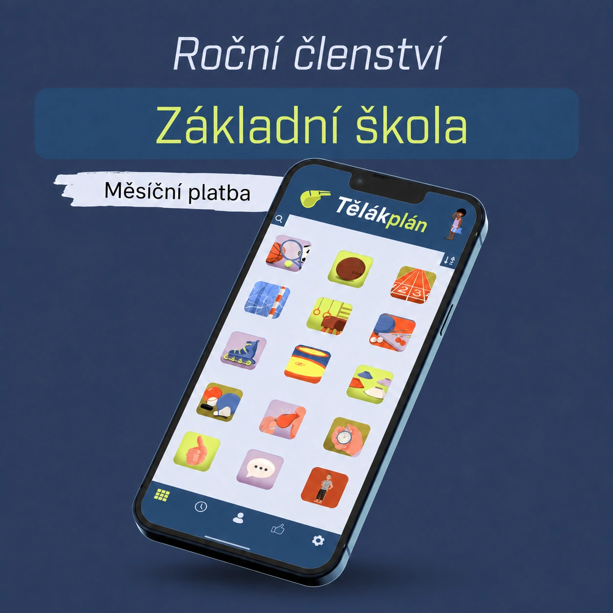Roční členství s měsíční platbou – Tělákplán, základní škola