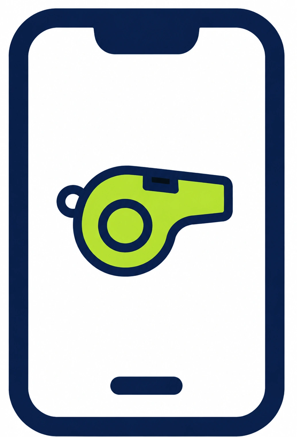 Aplikace Tělákplán – symbol píšťalky v telefonu.
